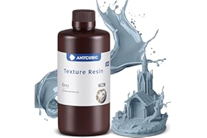 Anycubic 14K Texture Resine, Résine UV 405nm, Résine Haute Précision pour imprimante 3D, Finition Mate, Faible Odeur, Haute Ténacité, Convient pour Différentes Scènes Miniatures, Gris 1000g