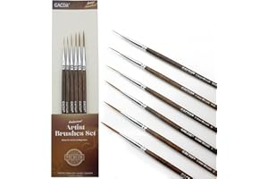 GACDR Rigger Liner Brushes, 6 Pcs Extra Long Fine Tip Paint Brush Set Script Pinstriping Scroll Outlining Brush for Watercolor Acrylic