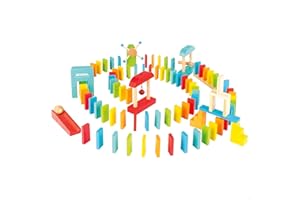 Domino-Spiel, Holzdomino, Schmetterling-Effekt, Dynamische Domino, Domino-Schaltung, Domino-Effekt Spiel, Holzspielzeug, 100 Stück Holz, WOOMAX, 5 Jahre