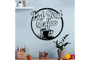 DUOOLN Metal Coffee Cup Wall Decor，Black Coffee Cup Silhouette Metal Wall Art ，But First Coffee，for kitchen decorations wall Shop Restaurant Lounge Decorations