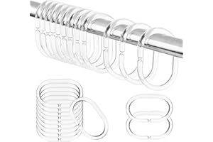 Dimeho 24 szt. plastikowe pierścienie do zasłony prysznicowej, w kształcie litery C, odporny na rdzę wieszak prysznicowy do karnisza okiennego w łazience