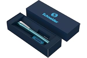 Schneider Ceod Shiny - Juego de bolígrafos roller (incluye estuche de cartón, cartuchos de tinta estándar, para diestros y zurdos), color azul