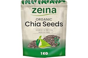 ZEINA LOVE OUR FOOD Zeina Organic Chia Seeds (1Kg) - Freshly Packed Natural Organic Raw Chia Seeds Source of Protein and Fibre for Vegetarian and Vegan Diets, Kosher Approved
