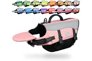 VIVAGLORY Front Float Schwimmweste Hund, Hundeschwimmweste für Bootfahren, Schwimmweste with Kopfstütze, Auftrieb & Schwimmhilfe, S, Sakura Pink
