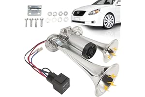 LEIKURVO Klaxon de camion 12 V - Super fort - Avec compresseur - Double tube - Pour tous les véhicules 12 V - Camion, train, voiture, bateau, moto, van