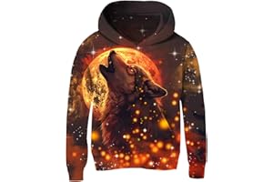 Loveternal Sweat à Capuche Enfant 3D Pull Imprimé Hoodie Manches Longues Sweat-Shirt avec Poches à Cordon 5-13 Ans