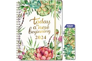 AEYAKA Agenda 2024 Settimanale A5 Agenda Giornaliera 2024 Gennaio 2024 - Dicembre 2024 (12 mesi) con pagine per le note a puntini Chiusura Elastica, Segnalibro Planner Mensile