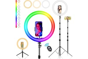 PEYOU Lampa pierścieniowa ze statywem i uchwytem na telefon, 30,5 cm Selfie LED Ringlight RGB okrąg światło do aparatu, makijażu, wideo, YouTube, TikTok, transmisja na żywo, spotkanie z zoomem