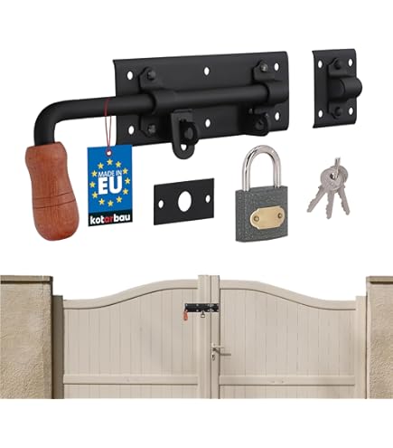 KOTARBAU® Verrou à Ressort Long, Noir, Avec Poignée En Bois, 38 Cm