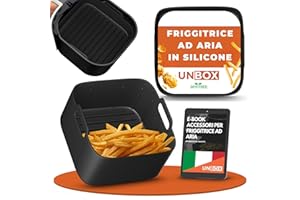 UNBOX 2 Pezzi 21CM Silicone Per Friggitrice Ad Aria per Cecotec 5,5L/6L, Innsky 6L, COSORI 4,7L/5,5L - Accessori Friggitrice ad Aria in Silicone per Philips 6,2L, Teglie Quadrate per Airfryer