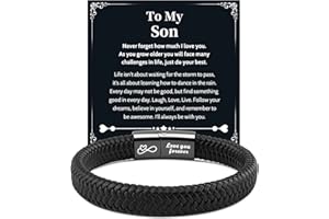 VU100 Braided Leather Bracelet for Men - Inspirational Gifts for Him, Dad, Boyfriend, Husband, Teenage Son, Step Dad