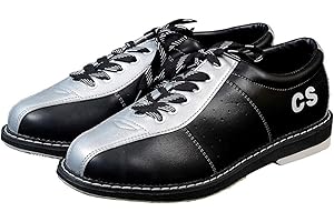 FJJLOVE Leder Bowlingschuh, Unisex Lightweight Bowls Schuhe Lace Up Casual Fashion Trainer Atmungsaktive Indoor Sports Schuhe Für Herren Womens,Grau,43