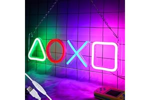 Laybasic Spieltaste LED Neonschild Dimmbar, Game Neonlicht Sign Buchstaben für Gaming Room, Leuchtschild Leuchtreklame Wanddeko für Spielzimmer Schlafzimmer Party Kinder Jungen Geschenk, 42x12cm