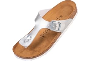Palado Pantoletten Damen Kos - elegante Zehentrenner Made in Spain - bequeme Sandalen mit Kork-Fußbett - modische Sommerschuhe