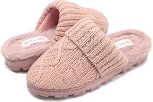 ONCAI Women’s-House-Slippers-Winter-Fluffy-Slipper-for-Women Knitted Fleece Memory Foam Slip-on Cozy Warm Outdoor Lady Fur Lined Garden Home Slippers (Size 5-11)