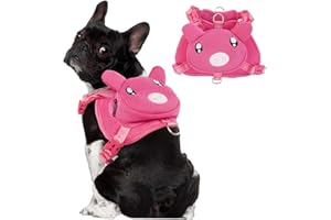 OUOBOB Breathable No-Pull Dog Harness with Backpack, Adjustable Padded Vest with Quick-Release Buckle for Hiking and Daily Walking, Comfort Fit for Small to Medium Dogs, Pink, S