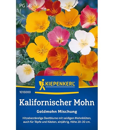 Goldmohn Samen (Eschscholzia Californica) – 100 Stück, Einjährig, Orange-gelbe Blüten