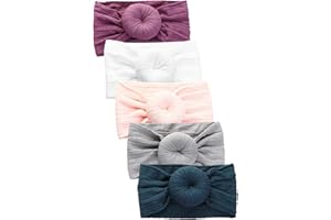 Hocaies Fasce Bambina Neonata Elastica Fascia Neonato fasce per bambini fiocchi Fasce Capelli Bambina Fascia Bambina Accessori Fasce (5 Pezzi - K)