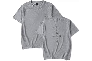 NUTSIE Travis Scott T-Shirt Col Rond Hip Hop Rap à Manches Courtes, Mode Casual Sweat-Shirt Lâche Hommes Femmes Noir Top Oversize