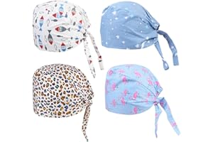 HEALLILY Dust Hat for Nurses and Doctors Breathable Adjustable Medical Cap with Printing Design for Hair Loss and Cleaning Tasks