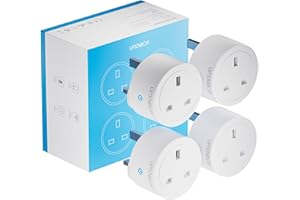UPXNBOR Smart Plug WiFi Outlet, Works with Amazon Alexa, Google Home, Wireless Smart Socket with Energy Monitoring, Timer & APP Remote Control, 2.4GHz Wi-Fi Only, 13A (4 Pack)