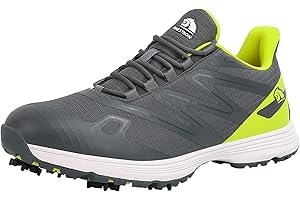 SDEQA Mens Waterproof Golf Shoes with Spiked Four Seasons All Weather Breathable Anti-Slip Big Size