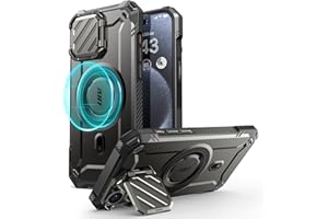 SUPCASE Etui magnetyczne do iPhone 15 Pro Max z regulowanym uchwytem na kamerę, kompatybilne z MagSafe, odporne na wstrząsy z wbudowaną ochroną podpórki do iPhone 15 Pro Max, czarne