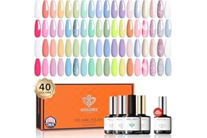 ‎MODELONES modelones 40Pcs UV Nagellack Shellac Set, 36 Farben Pastell Dreamy Collection Macaron Glitter Gel Nagellack Soak Off Sommer Nagellack, 4Pcs Nail Primer Base Matte Glossy Top Coat für Mädchen Frauen