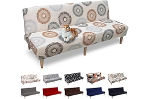 Lydevo Copridivano 3 Posti Senza Braccioli Elasticizzato Universale, Copridivano Letto Pieghevole Clic Clac Lavabile Rimovibile Estraibile, Fodera per Divano Futon per Soggiorno Casa,Fiore di Sole