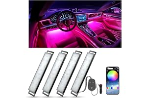 YiLaie LED-innerbelysning för bil, RGB-atmosfärbelysning för bilen med app-kontroll och 16 miljoner färger, musikläge, färgmi