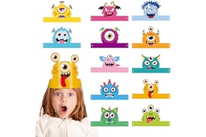 MENGON 24 coronas de monstruos para pintar niños papel monstruo corona DIY máscaras juego manualidades máscara de papel en blanco para cumpleaños fiesta cosplay, fiesta temática, juego de comienzo