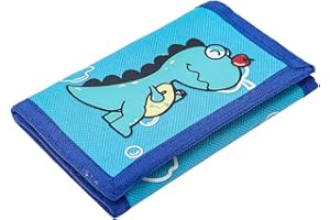 ZHONYEE RFID Wallet, Cute Cartoon Wallet with Zipper for Kids, Blue Dinosaur