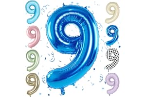 SOWIDE Blue 40 Inch Number 9 Balloon,Large Self Inflating Dark Blue Foil Number Balloons 0-9 for Boys Girls,Digit Nine Balloons for 9th Birthday Party Decorations Supplies