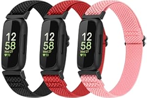 Enkic 3 Pack Elastic Strap Compatible with Fitbit Inspire 3/Inspire HR, Adjustable Stretchy Nylon Sport Replacement Wristband for Men Women