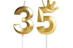 Yiran Candelina Compleanno Numero 35 per Torta di Compleanno, Candela Celeste con Corona Oro per Bambino, Bambina, Festa Compleanno Ragazza Donna Ragazzo Uomini, Party di Anniversario
