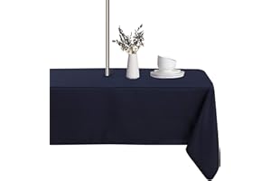 LUSHVIDA Rectangle Outdoor Tablecloth with Umbrella Hole and Zipper, 60x84 Inch Navy, Washable Waterproof Table Cloth Spill Proof Wrinkle Free Table Cover for Patio Spring Summer Picnic BBQS