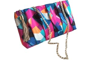 JURLEA pochette da donna in seta da sposa borsa da pranzo a catena lunga a tracolla per cena festa shopping (MH2, Colorato-MH2)