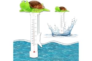 BARVERE Pool Thermometer Schwimmend, Bruchfest Thermometer Wasser, Poolthermometer Badewanne mit Schnur, Badethermometer für Outdoor & Indoor Pools, Spas, Hot Tubs, Aquarien und Fischteiche (Turtle)