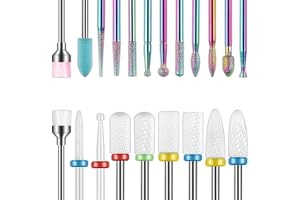 Set med 21st nagelborrkronor, 3/32'' diamant nagelband elektrisk nagelfil och keramisk akryl gel nagelbits-kit, akryl nagelko