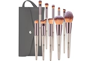 HEYMKGO Brochas de Maquillaje, 10 piezas Brochas Maquillaje Profesional Adecuado Para Base Polvos Sueltos Rubor y Sombra de Ojos, Set Brochas de Maquillaje Regalo Ideal Para Hija, Esposa