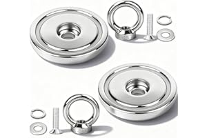 Aenienoe Strong Neodymium Magnets Fishing 125lb Pulling Force Heavy Duty 1.42 inch(36mm) Extra Strong Magnet Industrial Magnets 2 Pack