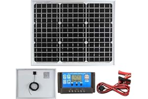 LOWENERGIE 30W Mono Solar Panel Battery Charging Kit with Charger Controller for Caravans, Motorhomes, Boats & Any Flat Surface. K1