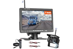 Inefala AHD Cámara de Visión Trasera Kit Inalámbrico con Monitor de 7 Pulgadas, Cámara de Marcha Atrás con Impermeable IP68, BSD, Visión Nocturna, para LKW Bus Van SUV (DC 12V-24V)