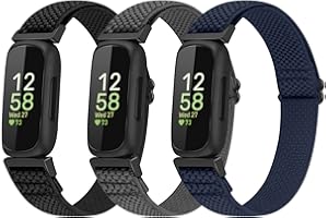 Enkic 3 Pack Elastic Strap Compatible With Fitbit Inspire 3/2/HR, Ace 3/2 - Adjustable Stretchy Nylon Sport Replacement Wristband for Men Women
