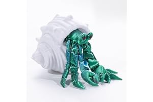 Mrltau 3D Printed Animals Hermit Crab Fidget, Full Articulated Flexible Crystal, 3D Printed Toys Gift For Boy And Adult, Cute Animal Toys Stuff, Home Office Decor(green)
