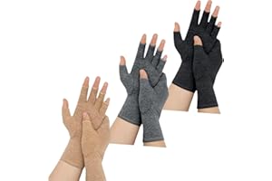 NAZAZ Pack de 3 Paires de Gants de Compression pour Arthrite - Soulagement Efficace des Douleurs Articulaires, pour Activités Quotidiennes, Respirants et Confortables - Noir, Gris, Marron