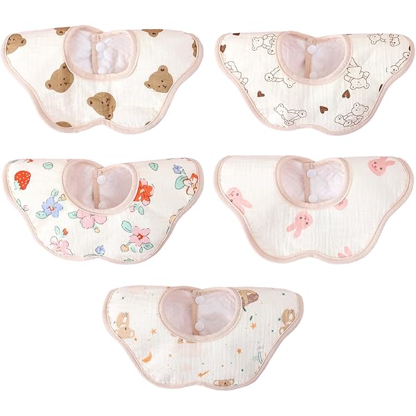 8 Bavaglini Bandana Per Neonati - 100% Cotone, Assorbenti, Con Bottoni A Pressione