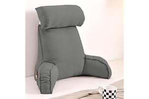XIEMINLE Large Reading Cushion for Sofa Chair Bed Arm Cushion Cuddly Cushion Lumbar Support Cushion Backrest Lounge Cushion Waist Cushion Back Support Cushion for Reading, 75 x 40 x 55 cm, Grey 2