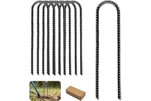 8 Pièces Piquets de Fixation en Acier Galvanisé de 30 CM,Piquets de Tente/Sol en U Résistants,Ancrages au Sol en Acier Massif pour Sécuriser la Clôture,Les Tentes,Le Support de Fleurs,Trampoline