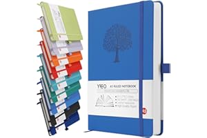 YIEO A5 Journal Notebook, 200 Pages Leather Notebook Journal for Men/Women, Hardback Note Book with 80GSM Lined Paper, No Bleed for Writing, Notepad for Office School Supplies, Blue
